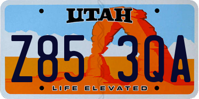 UT license plate Z853QA