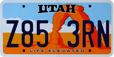 UT license plate Z853RN