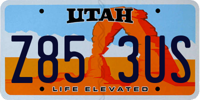 UT license plate Z853US