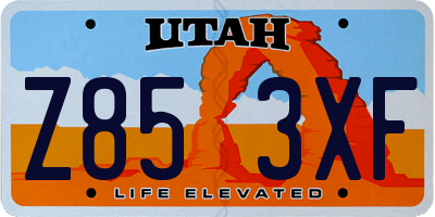 UT license plate Z853XF
