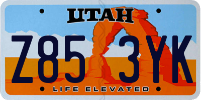 UT license plate Z853YK