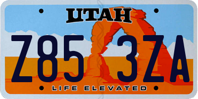 UT license plate Z853ZA