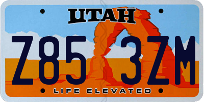 UT license plate Z853ZM