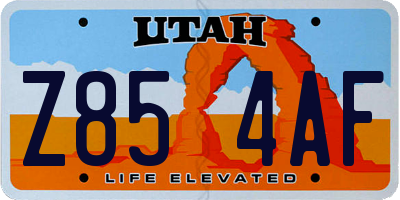 UT license plate Z854AF