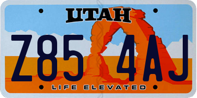 UT license plate Z854AJ