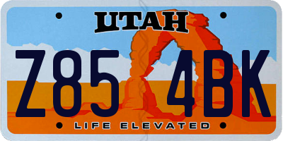 UT license plate Z854BK
