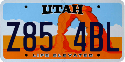 UT license plate Z854BL