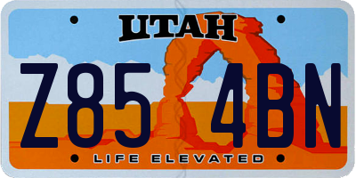 UT license plate Z854BN