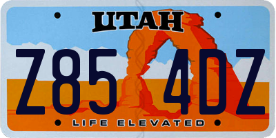 UT license plate Z854DZ