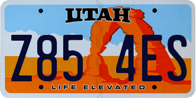 UT license plate Z854ES