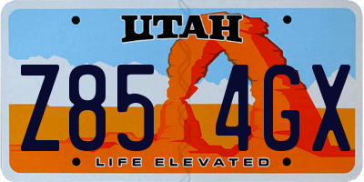 UT license plate Z854GX