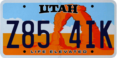 UT license plate Z854IK