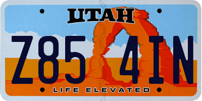 UT license plate Z854IN