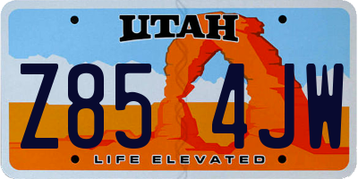 UT license plate Z854JW