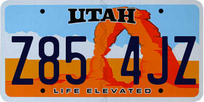 UT license plate Z854JZ