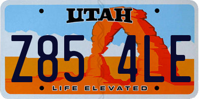 UT license plate Z854LE