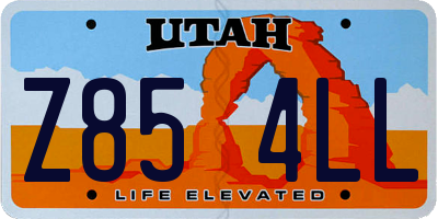 UT license plate Z854LL