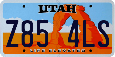 UT license plate Z854LS
