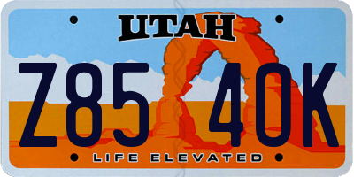 UT license plate Z854OK