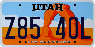 UT license plate Z854OL