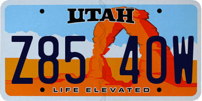 UT license plate Z854OW