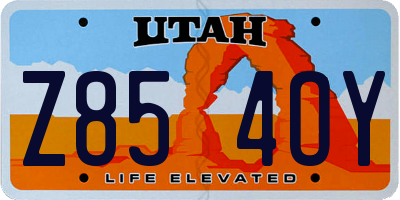 UT license plate Z854OY