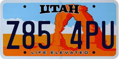 UT license plate Z854PU