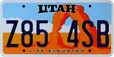 UT license plate Z854SB