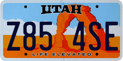 UT license plate Z854SE