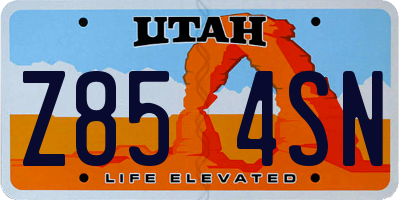 UT license plate Z854SN
