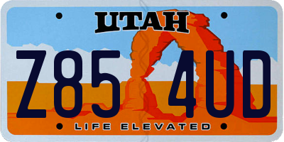 UT license plate Z854UD