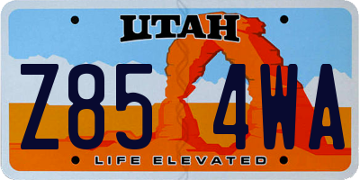 UT license plate Z854WA