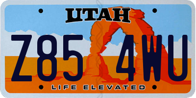 UT license plate Z854WU