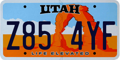 UT license plate Z854YF