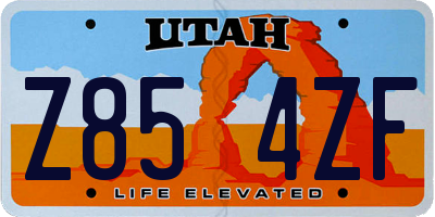 UT license plate Z854ZF