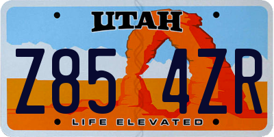 UT license plate Z854ZR