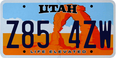 UT license plate Z854ZW