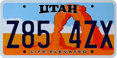 UT license plate Z854ZX