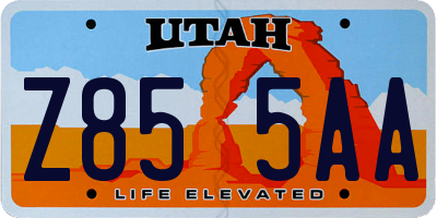 UT license plate Z855AA