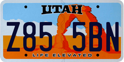 UT license plate Z855BN