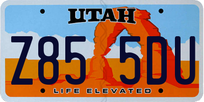 UT license plate Z855DU