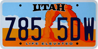UT license plate Z855DW