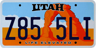 UT license plate Z855LI