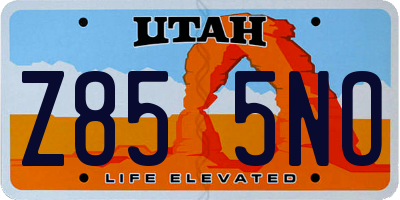 UT license plate Z855NO