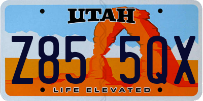 UT license plate Z855QX