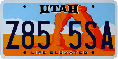 UT license plate Z855SA