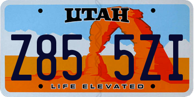 UT license plate Z855ZI