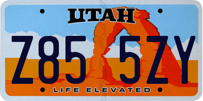 UT license plate Z855ZY