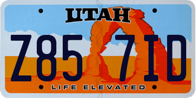 UT license plate Z857ID