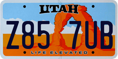 UT license plate Z857UB